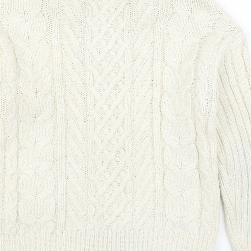 Primark Mens White V-Neck Acrylic Pullover Jumper Size XS