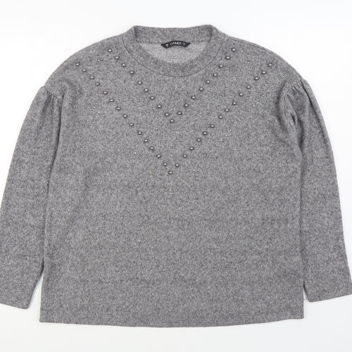Dunnes Stores Womens Grey Round Neck Polyester Pullover Jumper Size M