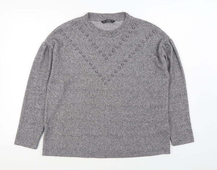 Dunnes Stores Womens Grey Round Neck Polyester Pullover Jumper Size M