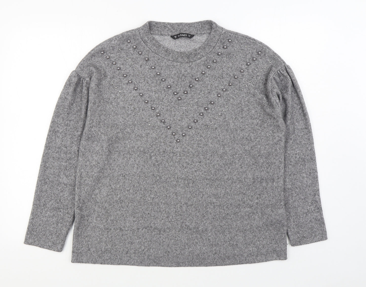 Dunnes Stores Womens Grey Round Neck Polyester Pullover Jumper Size M