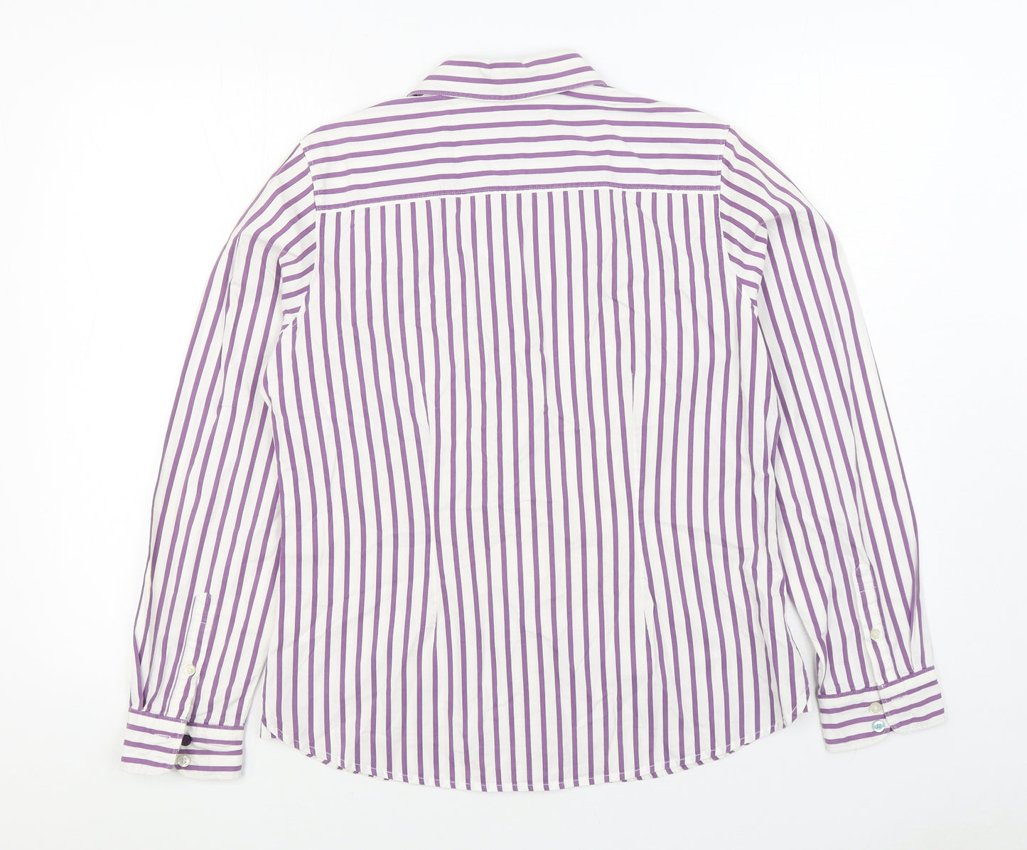 Joules Womens Purple Striped Cotton Basic Button-Up Size 14 Collared