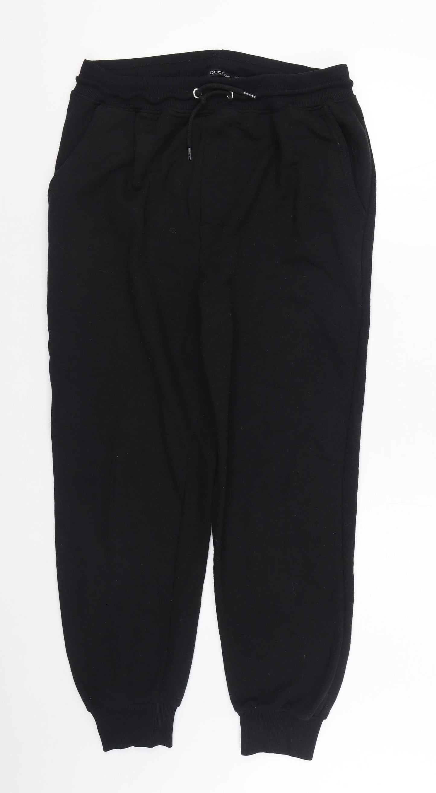 Boohoo Womens Black Polyester Jogger Trousers Size 16 L29 in Regular Tie