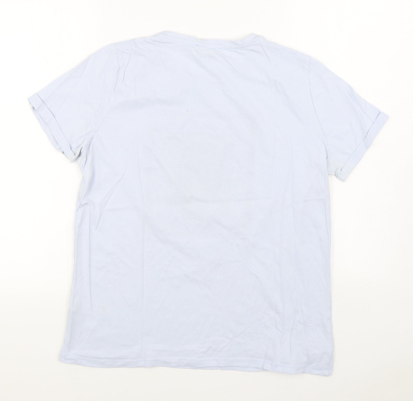 New Look Womens Blue 100% Cotton Basic T-Shirt Size 16 Round Neck