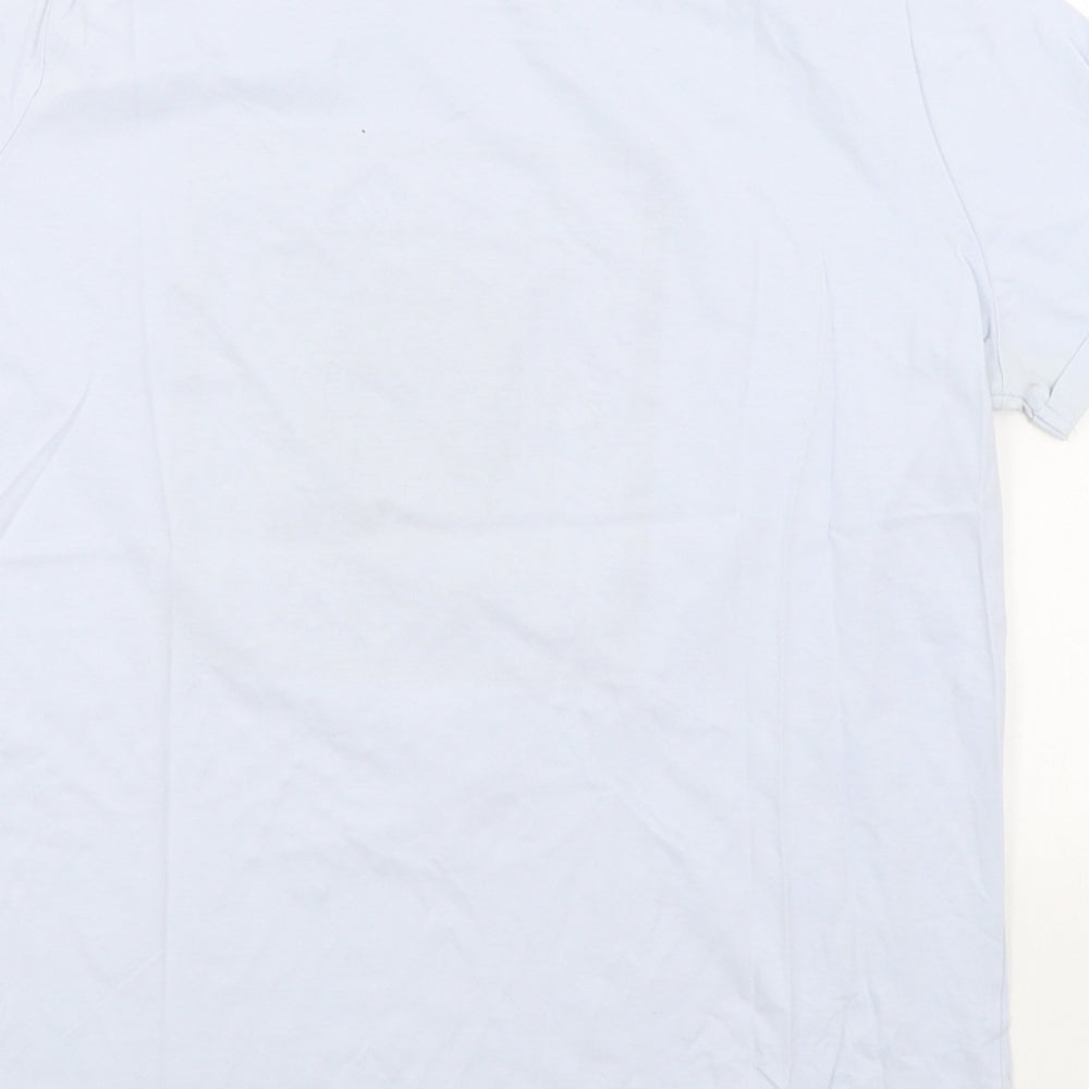 New Look Womens Blue 100% Cotton Basic T-Shirt Size 16 Round Neck