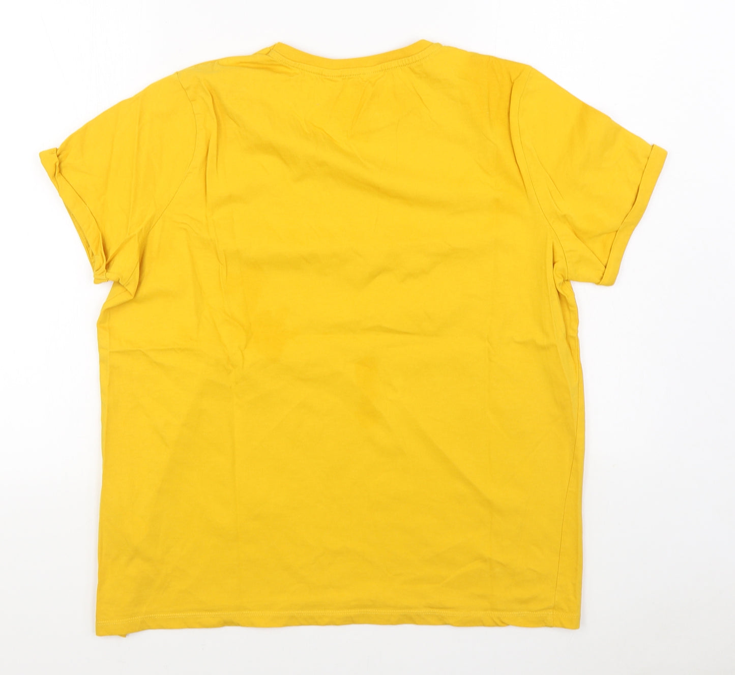 Primark Womens Yellow 100% Cotton Basic T-Shirt Size L Round Neck - Be The Best Version Of You