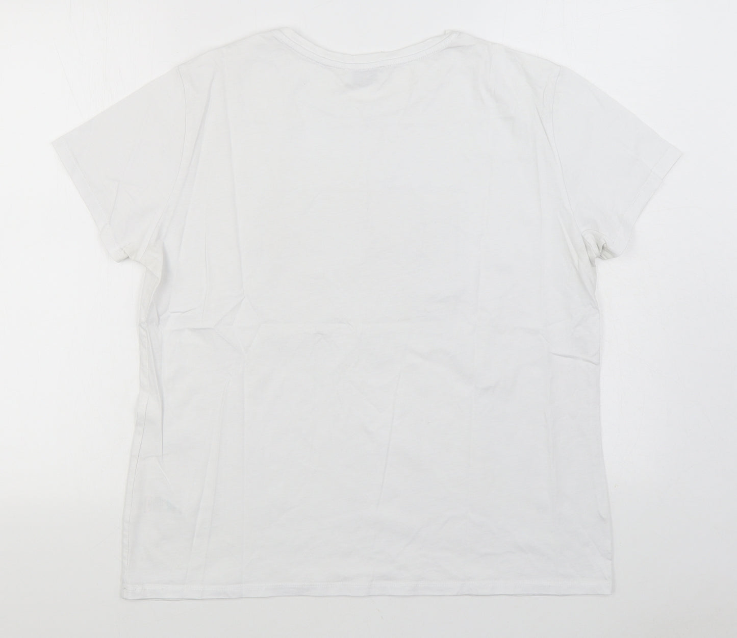 Matalan Womens White 100% Cotton Basic T-Shirt Size 16 Round Neck - Live in the moment