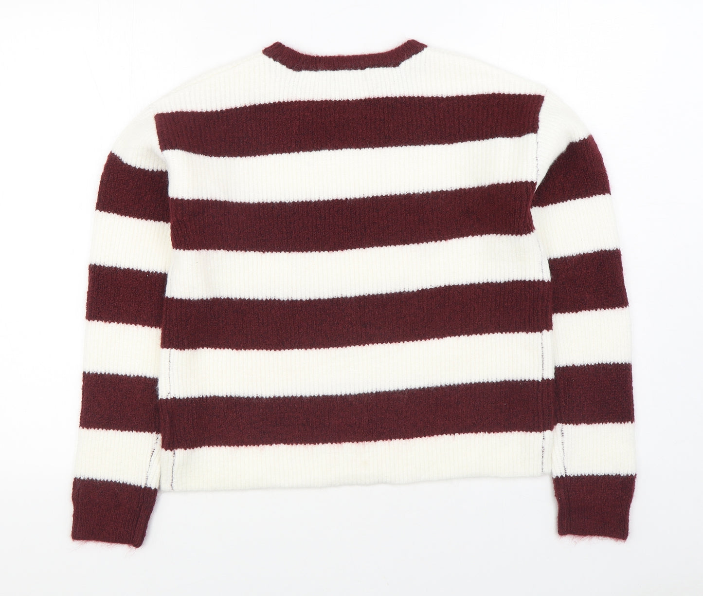 Primark Girls Red Round Neck Striped Acrylic Pullover Jumper Size 13-14 Years Pullover