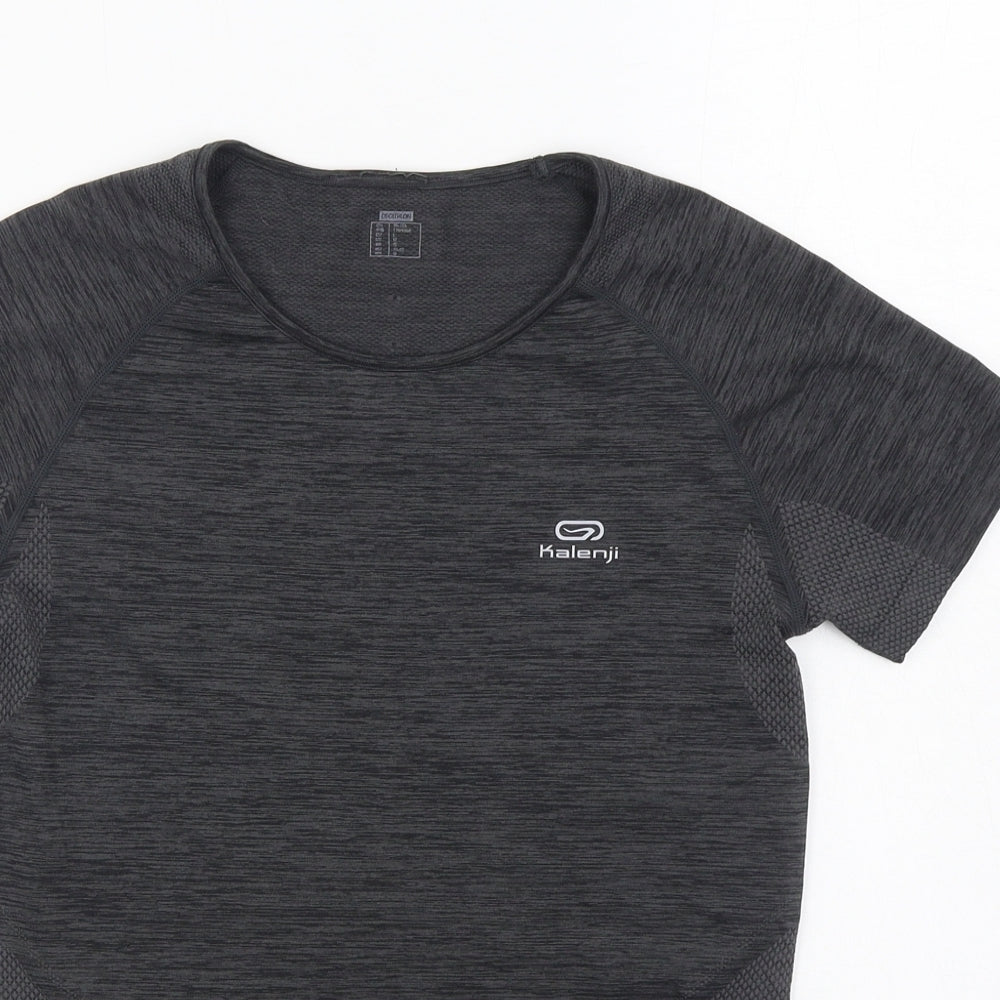 DECATHLON Boys Grey Polyester Basic T-Shirt Size 14-15 Years Round Neck Pullover