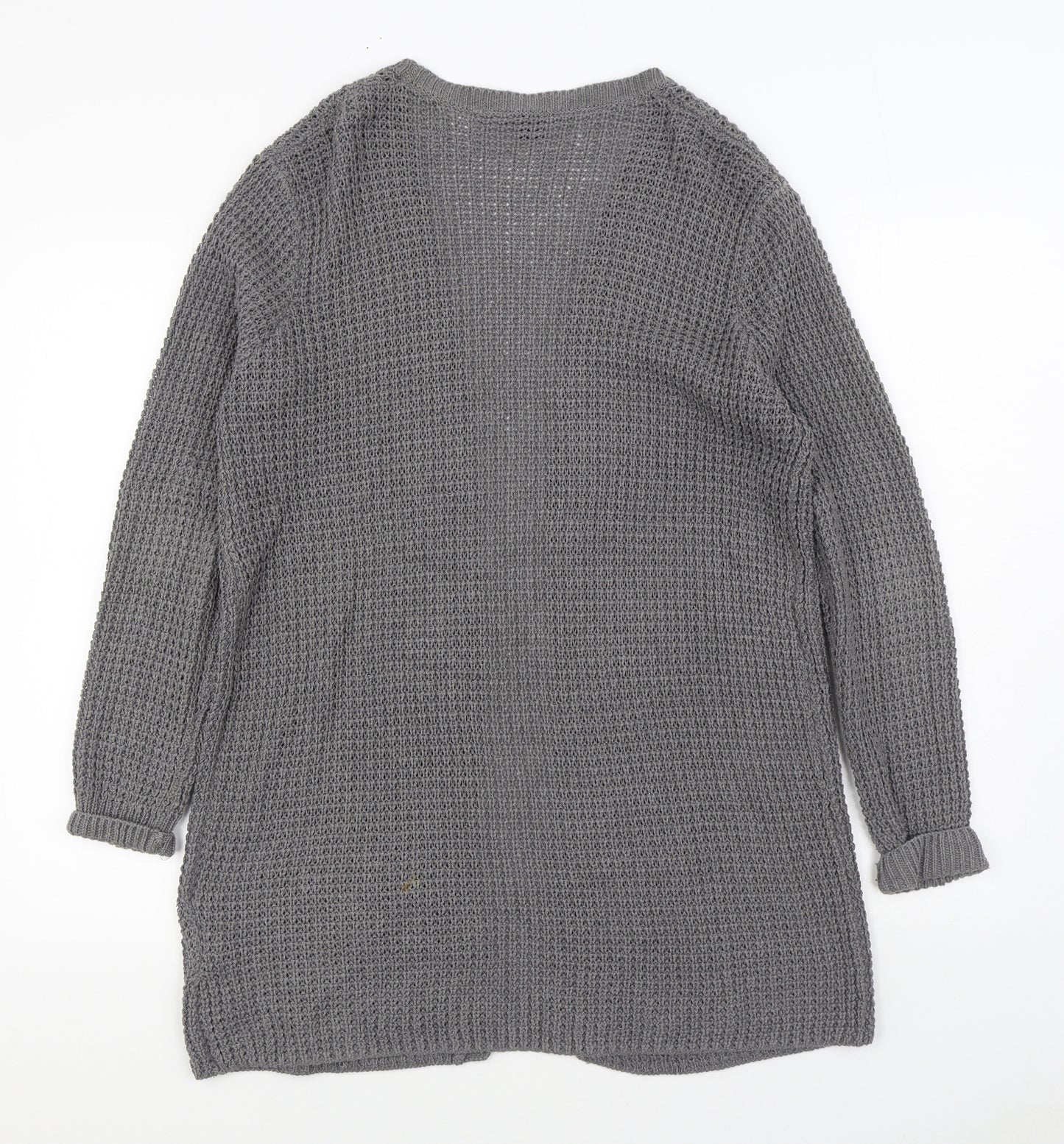 ESMARA Womens Grey V-Neck Cotton Cardigan Jumper Size S
