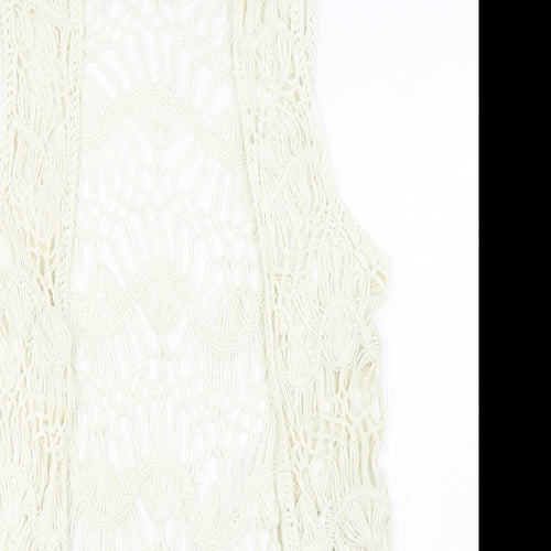 F&F Womens White V-Neck Acrylic Cardigan Jumper Size S