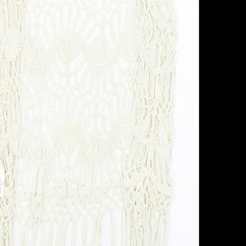 F&F Womens White V-Neck Acrylic Cardigan Jumper Size S