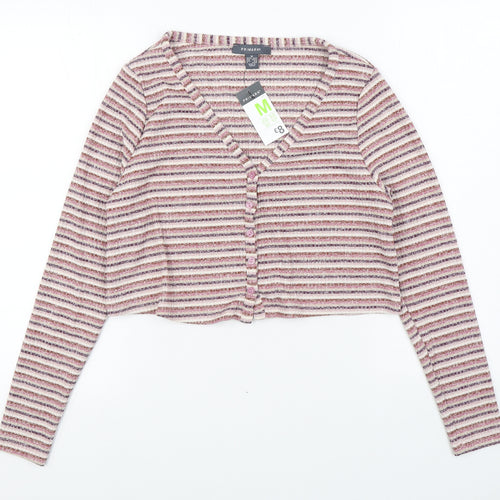 Primark Womens Multicoloured V-Neck Striped Polyester Cardigan Jumper Size M