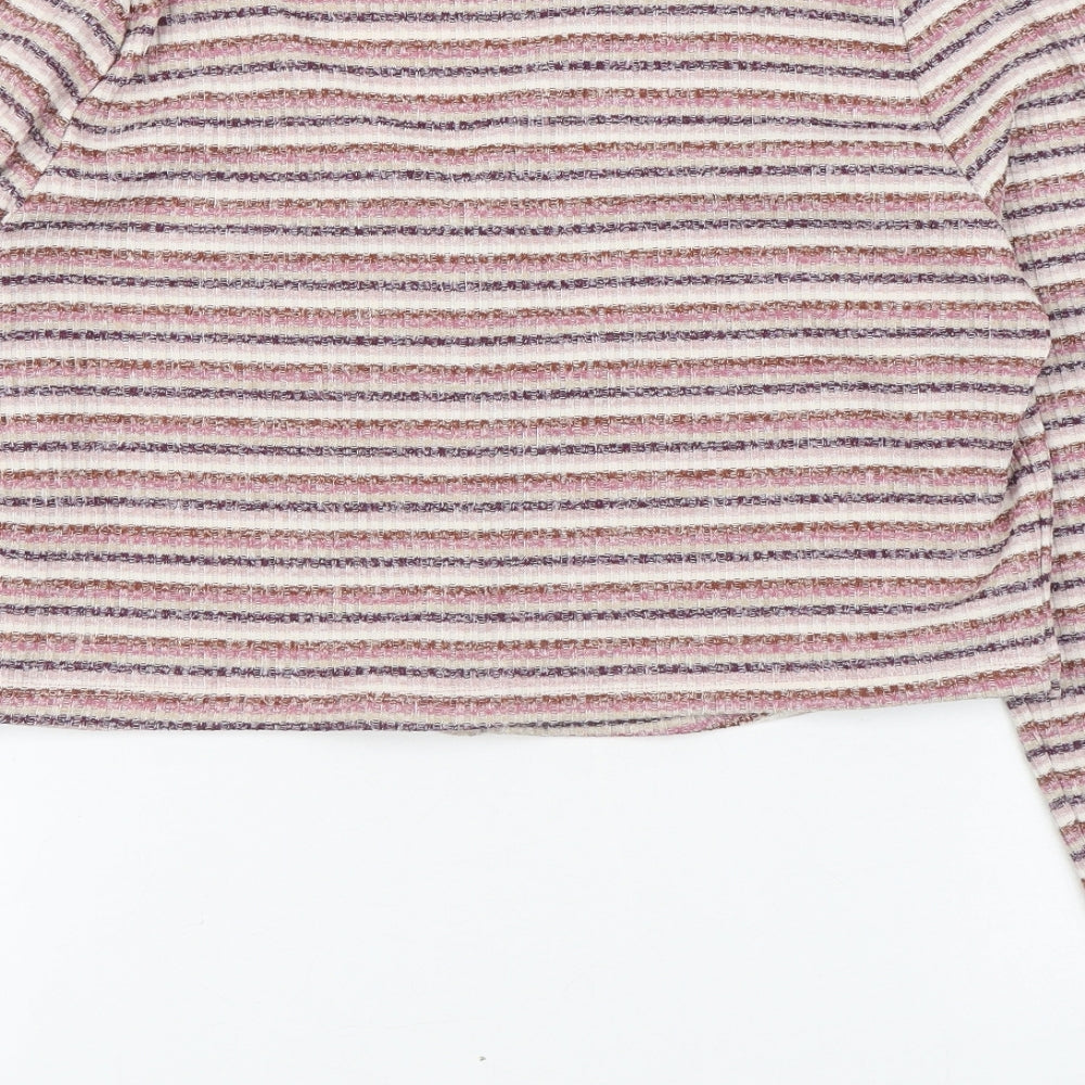 Primark Womens Multicoloured V-Neck Striped Polyester Cardigan Jumper Size M