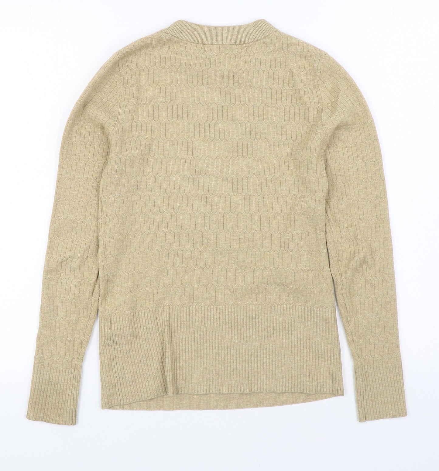 Marks and Spencer Womens Beige Round Neck Viscose Pullover Jumper Size 10