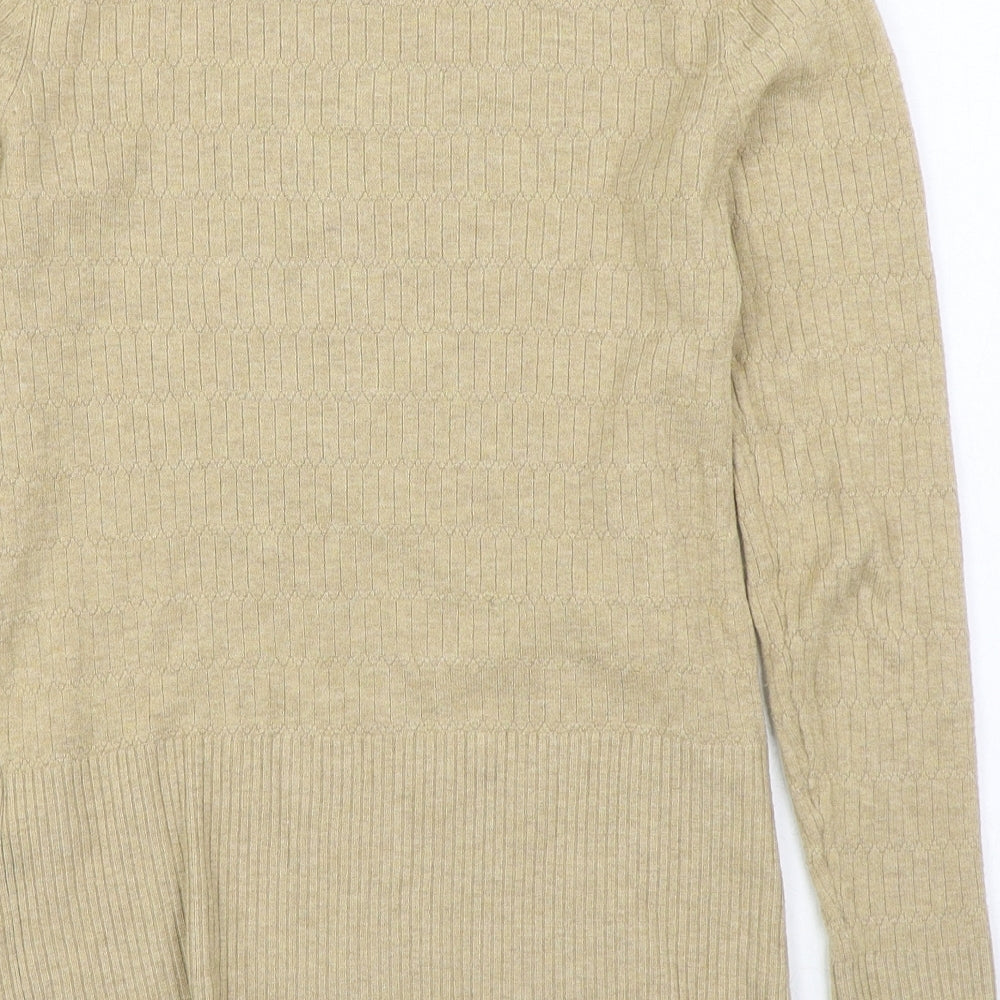 Marks and Spencer Womens Beige Round Neck Viscose Pullover Jumper Size 10