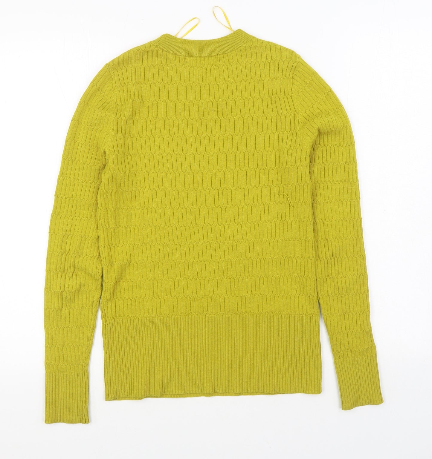 Marks and Spencer Womens Yellow Round Neck Viscose Pullover Jumper Size 10