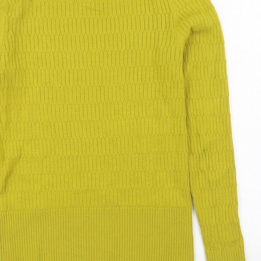 Marks and Spencer Womens Yellow Round Neck Viscose Pullover Jumper Size 10