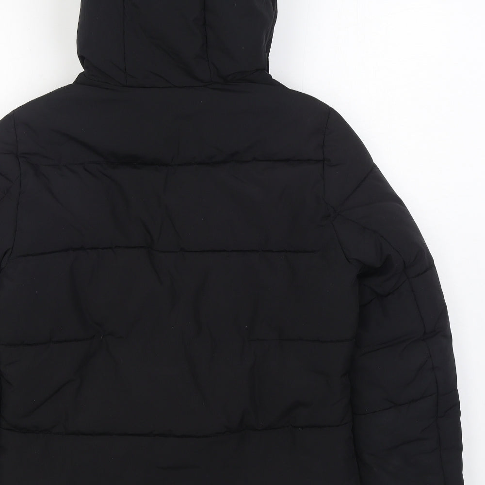 H&M Womens Black Puffer Jacket Coat Size M Zip