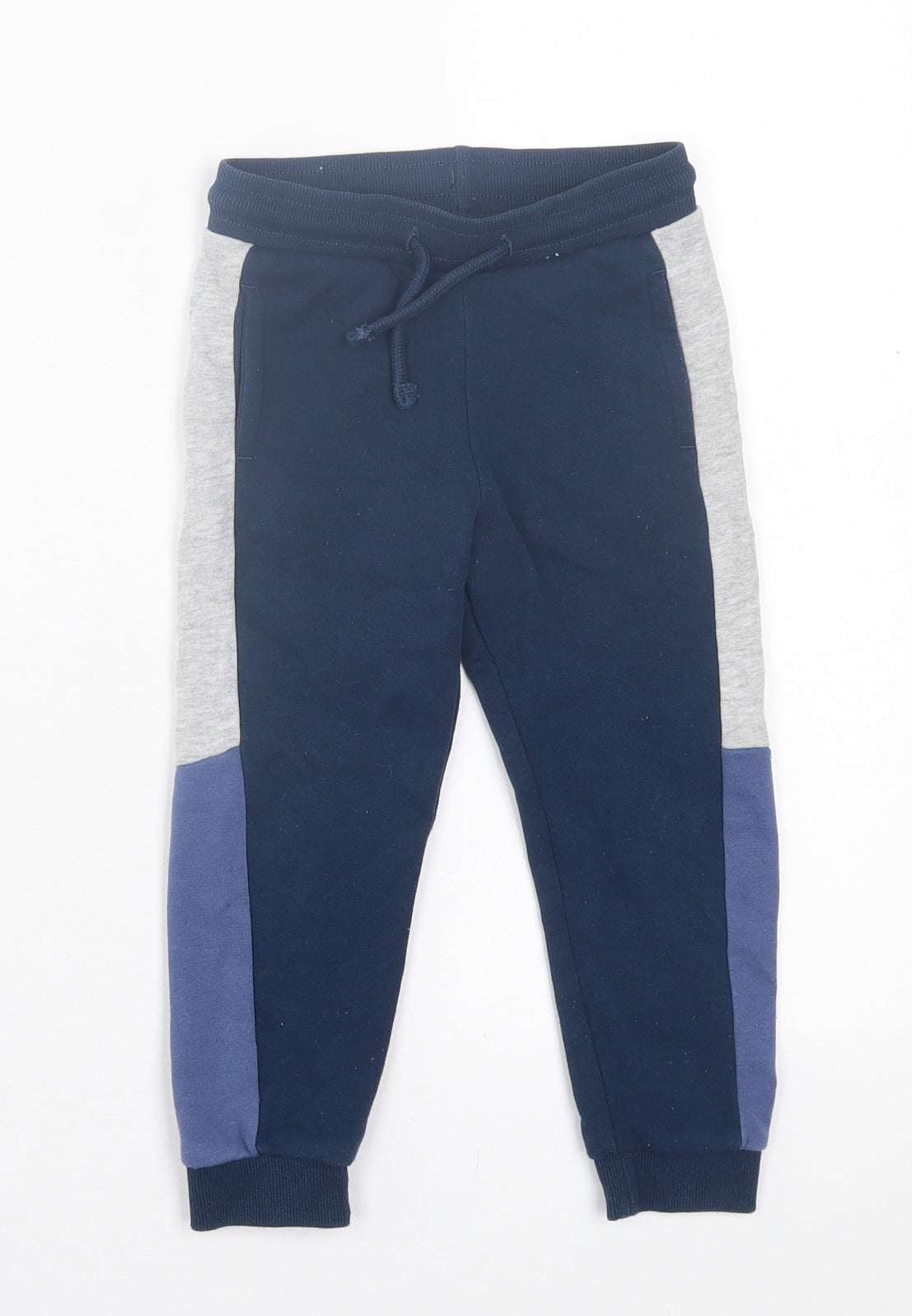 Matalan Boys Blue Cotton Jogger Trousers Size 2-3 Years Regular Tie