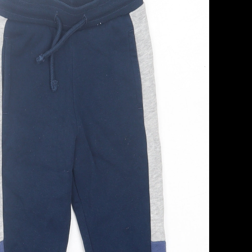 Matalan Boys Blue Cotton Jogger Trousers Size 2-3 Years Regular Tie