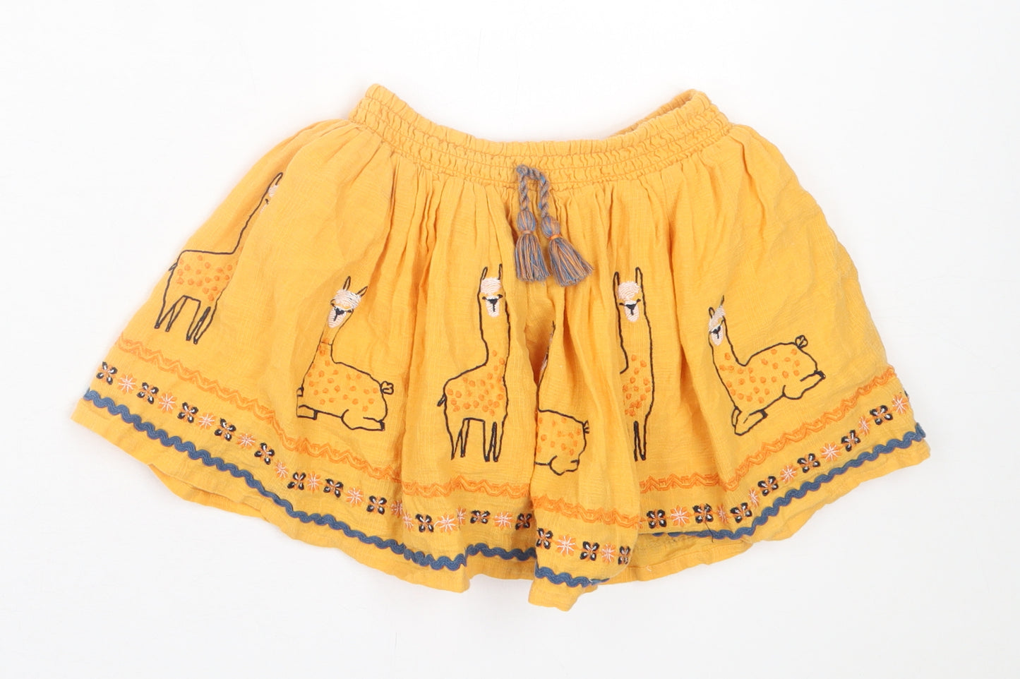 NEXT Girls Yellow Cotton A-Line Skirt Size 2 Years Regular Tie