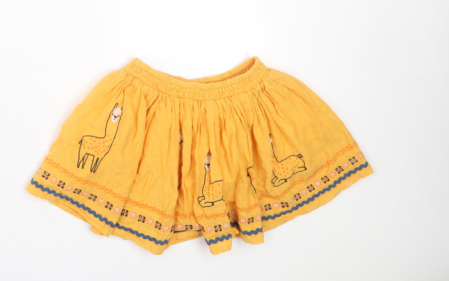NEXT Girls Yellow Cotton A-Line Skirt Size 2 Years Regular Tie