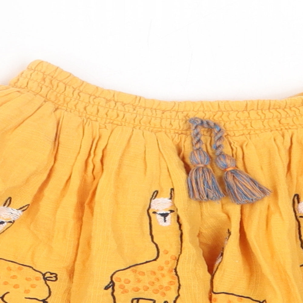 NEXT Girls Yellow Cotton A-Line Skirt Size 2 Years Regular Tie