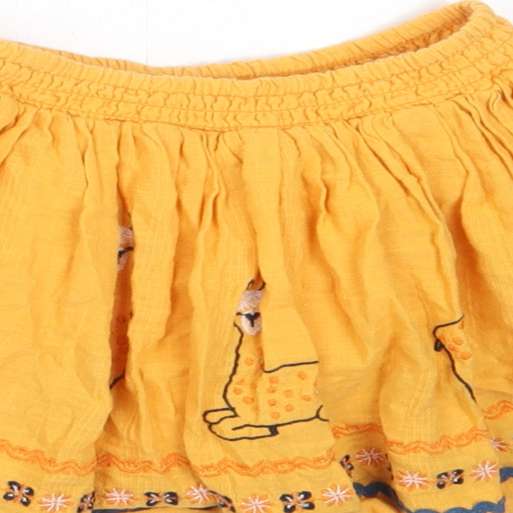 NEXT Girls Yellow Cotton A-Line Skirt Size 2 Years Regular Tie