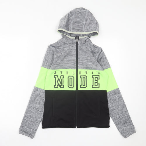 H&M Girls Grey Polyester Full Zip Hoodie Size 10-11 Years Zip