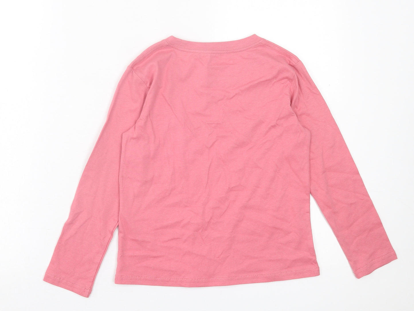 SheIn Girls Pink Cotton Basic Casual Size 8 Years Crew Neck Pullover