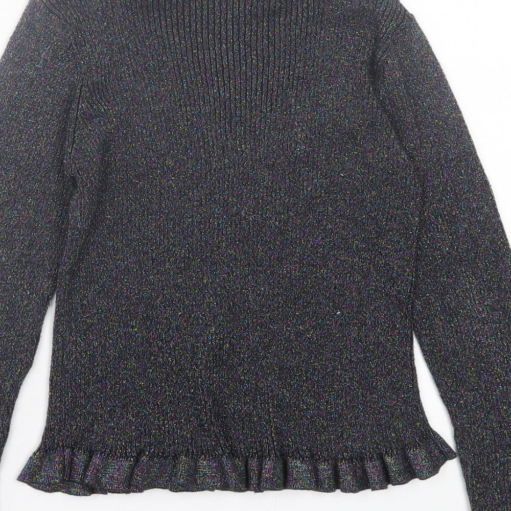 Matalan Girls Multicoloured Cotton Basic Casual Size 9 Years Roll Neck Pullover