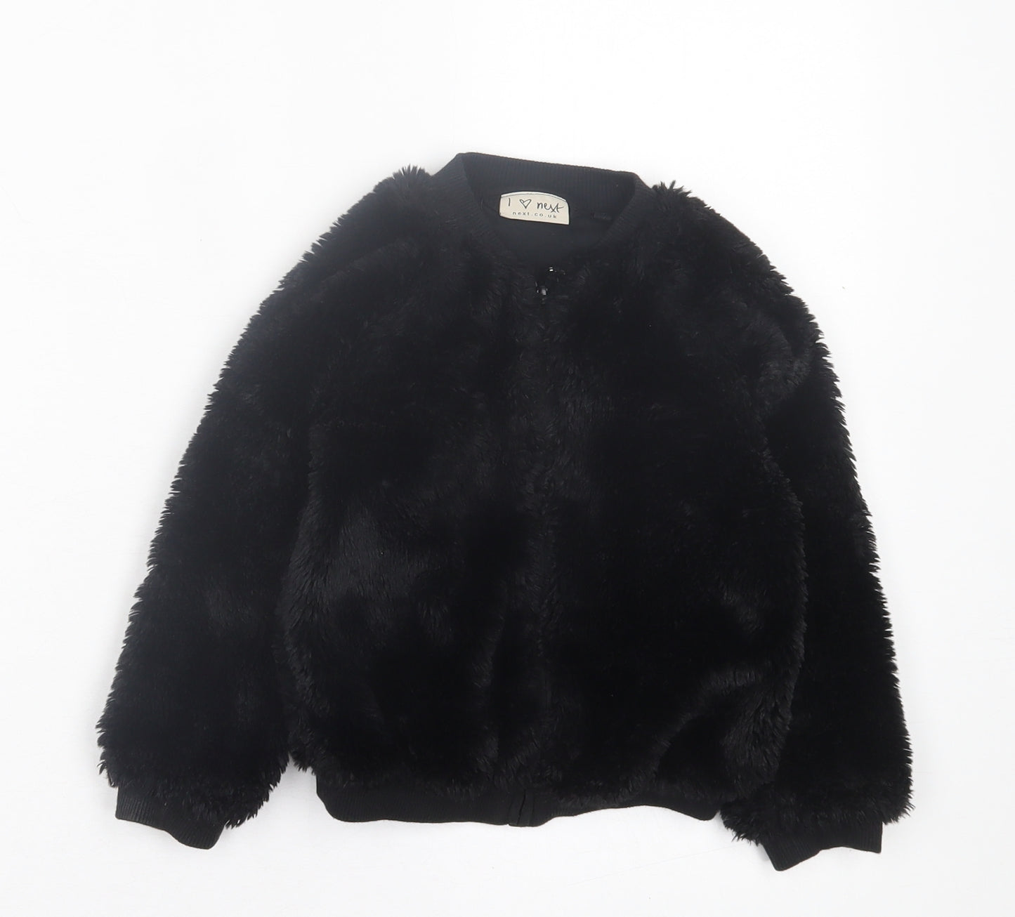 NEXT Girls Black Basic Jacket Jacket Size 3 Years Zip - Faux fur