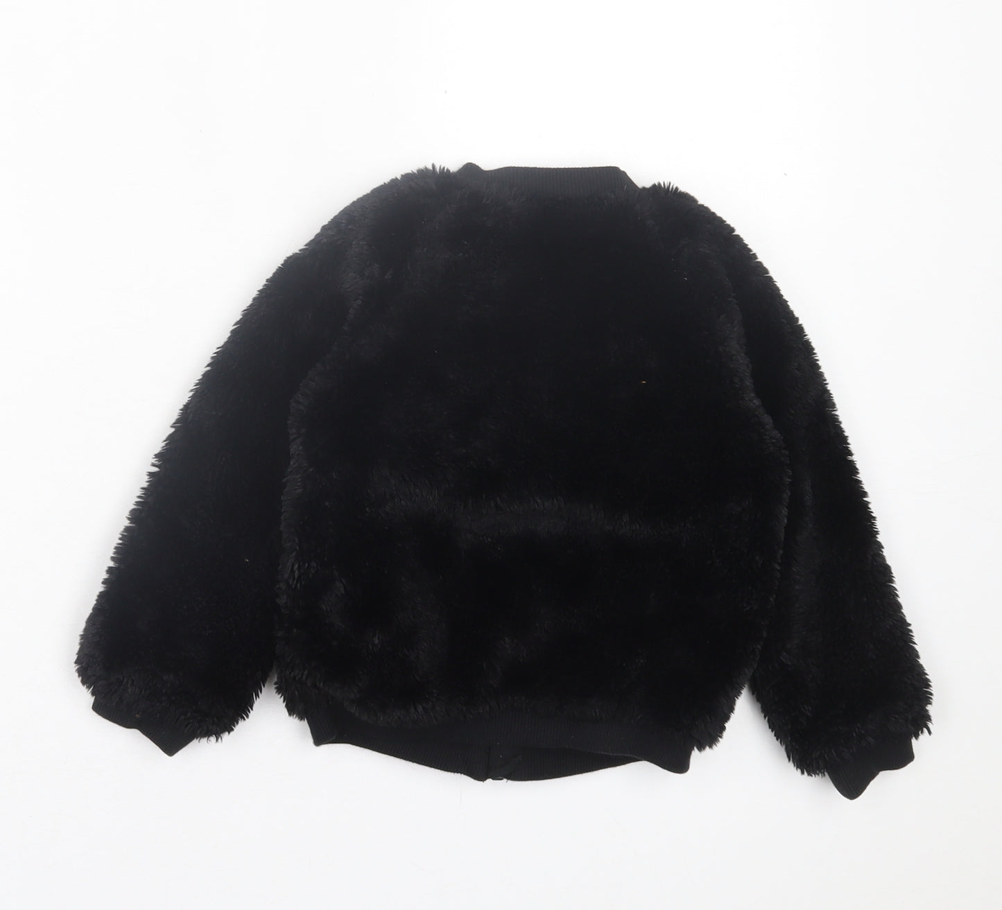 NEXT Girls Black Basic Jacket Jacket Size 3 Years Zip - Faux fur
