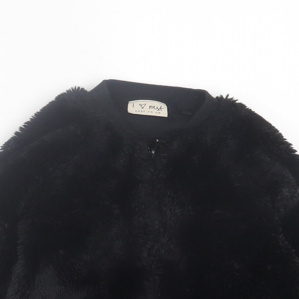 NEXT Girls Black Basic Jacket Jacket Size 3 Years Zip - Faux fur