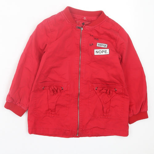 RESERVED Girls Red Basic Jacket Jacket Size 6 Years Zip