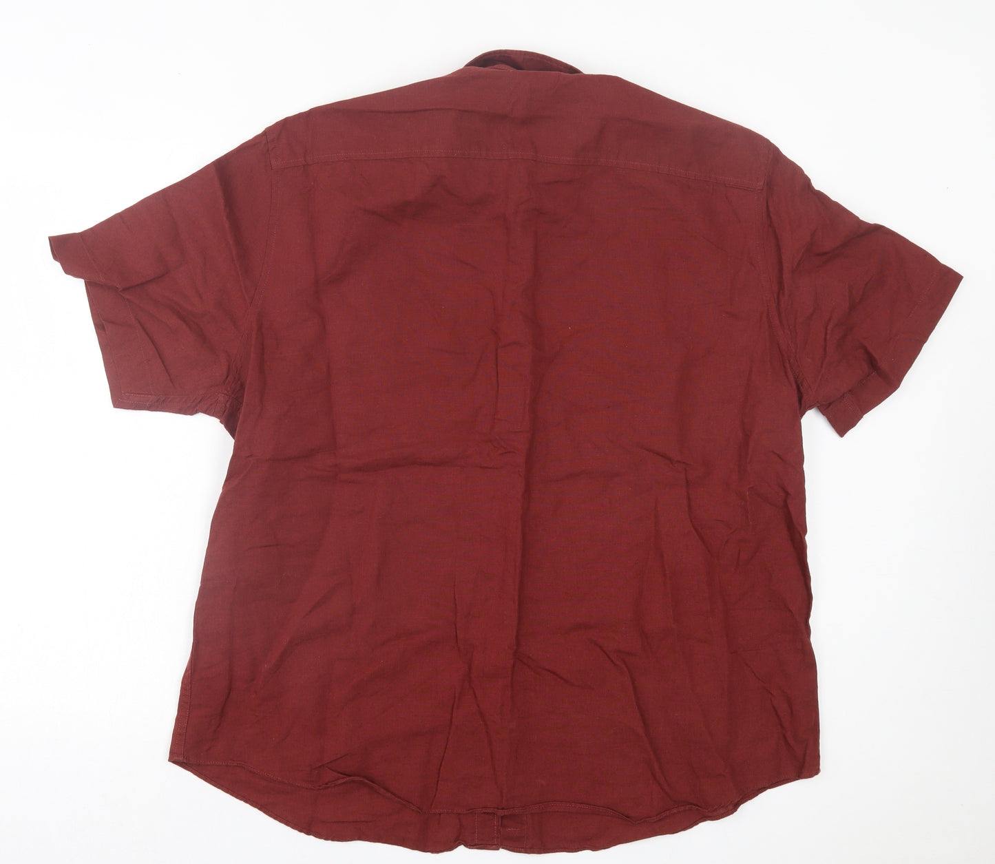 Marks and Spencer Mens Brown Linen Button-Up Size XL Collared Button