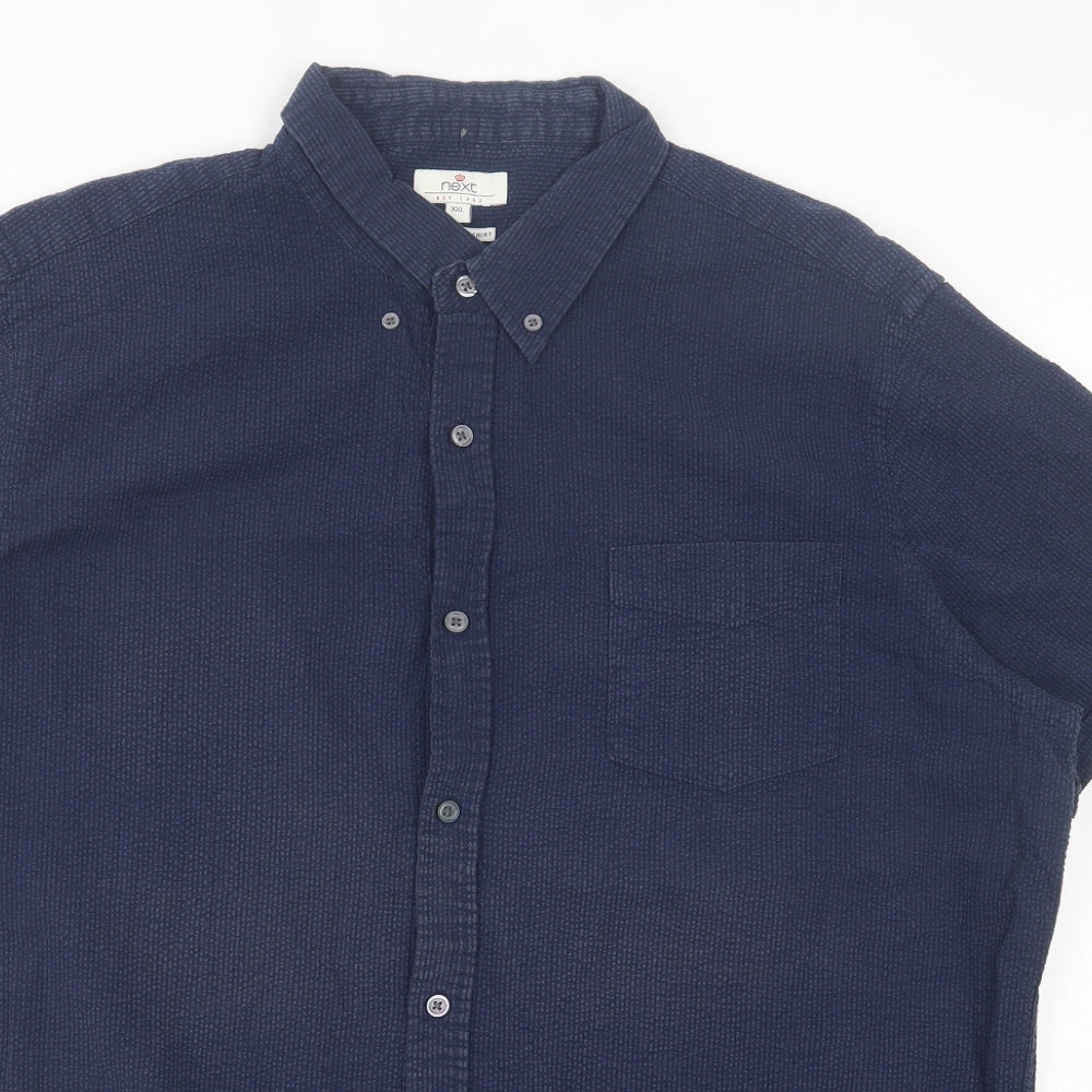 NEXT Mens Blue Cotton Button-Up Size 2XL Collared Button