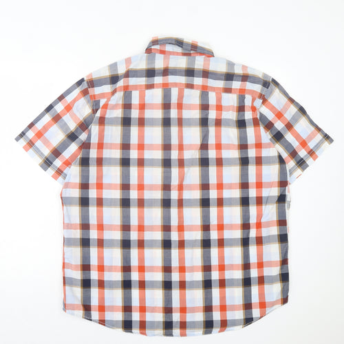 Blue Harbour Mens Orange Plaid Cotton Button-Up Size XL Collared Button