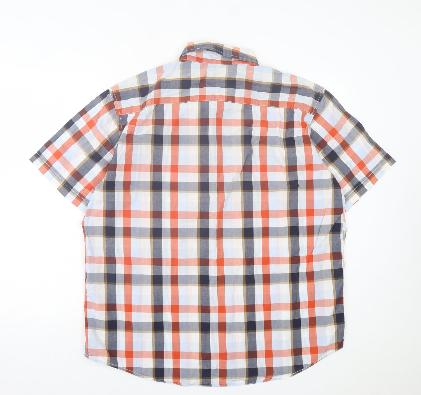 Blue Harbour Mens Orange Plaid Cotton Button-Up Size XL Collared Button