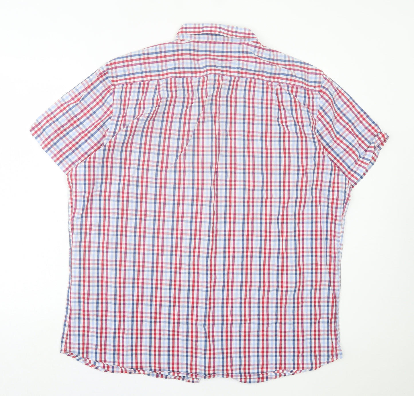 George Mens Red Plaid Cotton Button-Up Size 2XL Collared Button