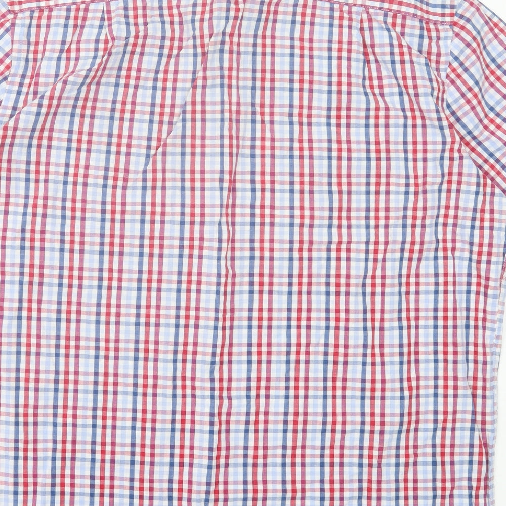 George Mens Red Plaid Cotton Button-Up Size 2XL Collared Button