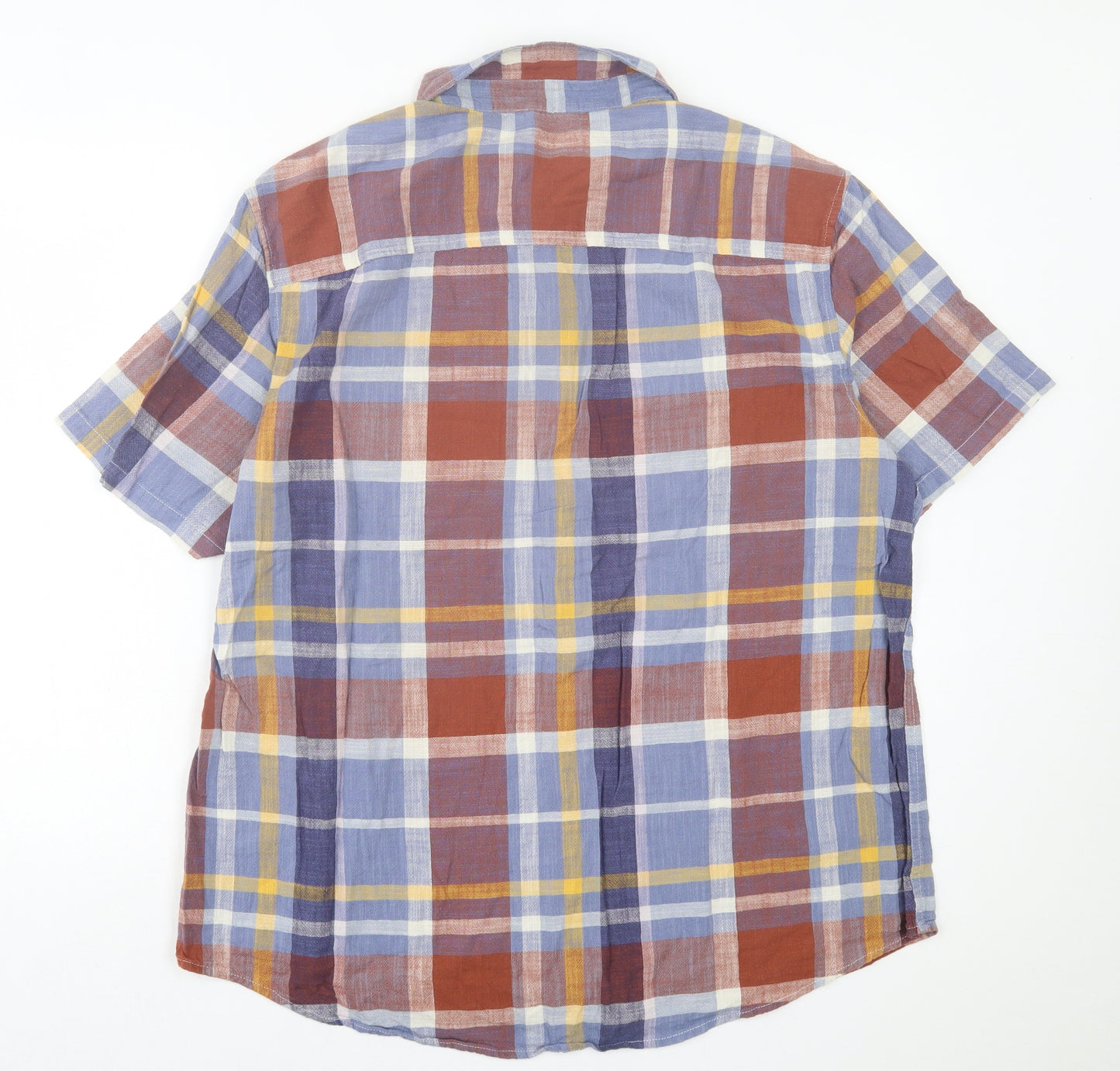 TU Mens Multicoloured Plaid Cotton Button-Up Size XL Collared Button