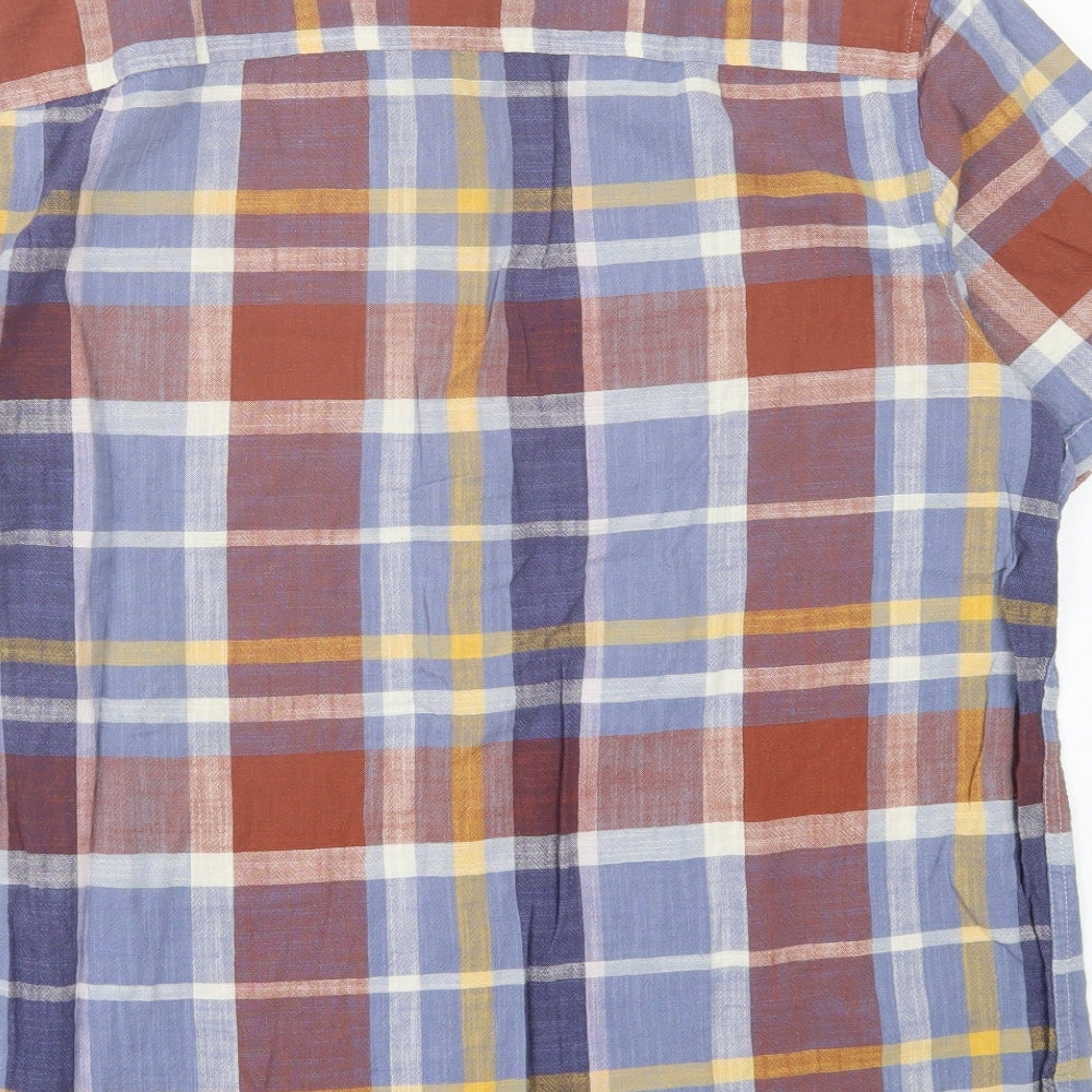 TU Mens Multicoloured Plaid Cotton Button-Up Size XL Collared Button