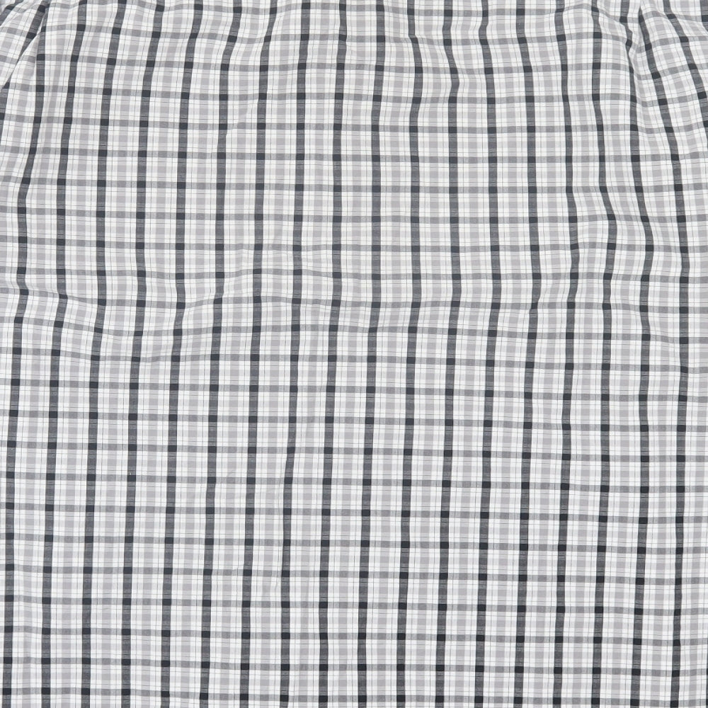 Marks and Spencer Mens Grey Plaid Cotton Button-Up Size XL Collared Button