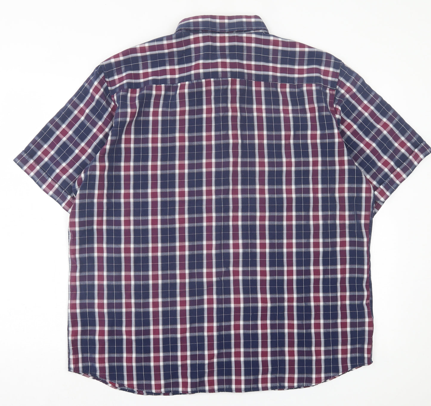 Marks and Spencer Mens Blue Plaid Cotton Button-Up Size XL Collared Button