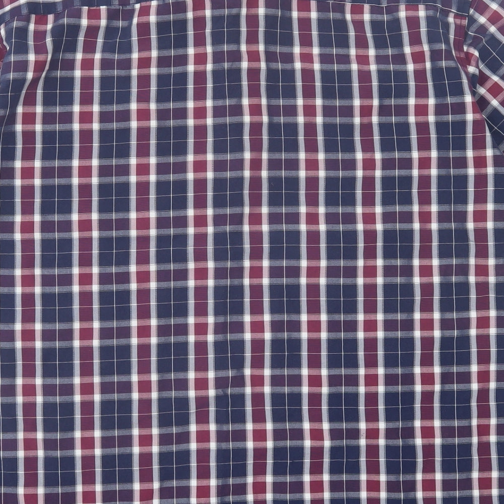 Marks and Spencer Mens Blue Plaid Cotton Button-Up Size XL Collared Button