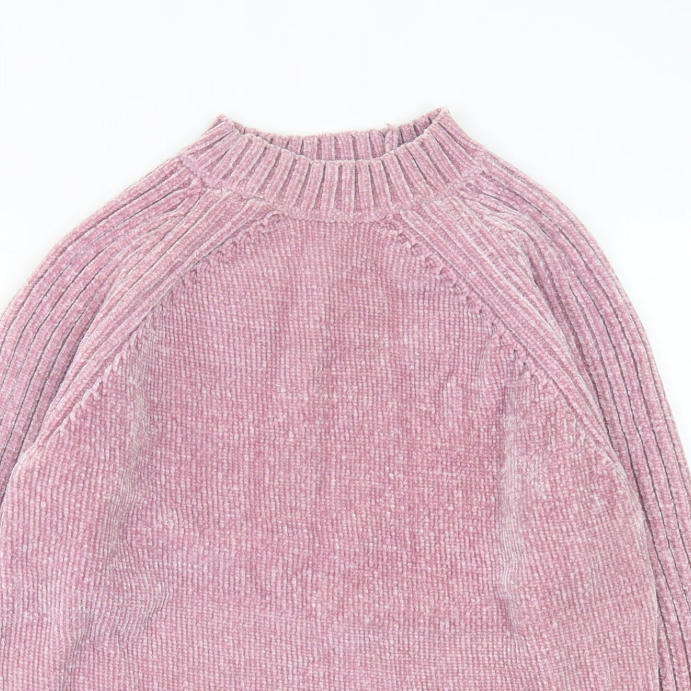 River Island Womens Pink High Neck Polyester Pullover Jumper Size XS