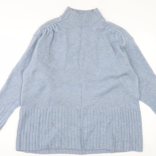 George Womens Blue High Neck Acrylic Pullover Jumper Size M