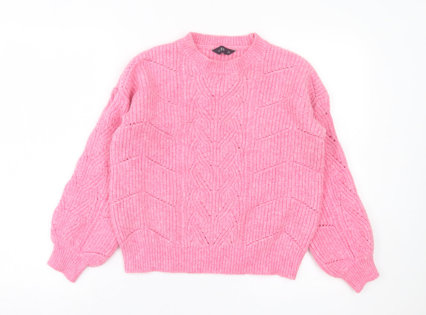 F&F Womens Pink Crew Neck Acrylic Pullover Jumper Size 14