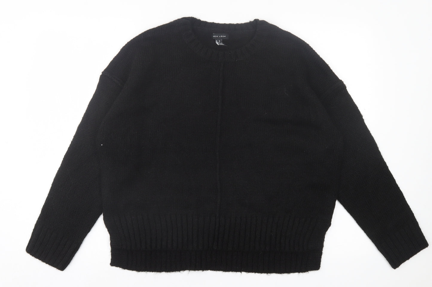 New Look Womens Black Crew Neck Acrylic Pullover Jumper Size M